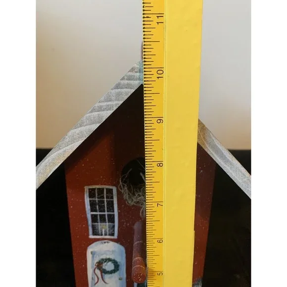 USA Made and Hand Painted Christmas Signed Bird House Wooden Lynne Connor Artist